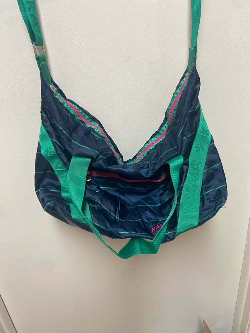 Kaia Navy and Teal Travel Shoulder Bag with Accent Zip